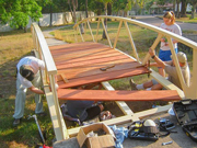 A photo of some of the members of the CAA/Vancouver SDA mission group repairing the on-campus bridge while volunteering at the ICC project in El Salvador