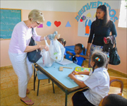 photo of Nancy Wilson wife, of the President of the General Conference of Seventh-Day Adventist Church, Ted Wilson, visiting ICC's Las Palmas Children's Village in the Dominican Republic