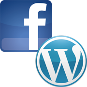 An illustration of the Facebook and Wordpress logos
