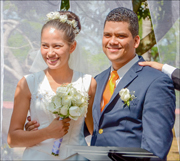 A photo of Teresa and Rafael at their wedding