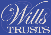 A graphic with the words wills and trusts